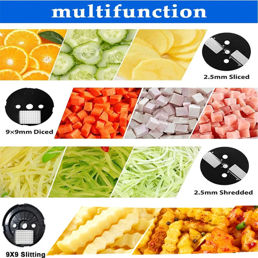 220V Vegetable Chopper Multifunctional Electric Cutting Machine Carrot Potato Cutter Slice Shred Diced Food Processor
