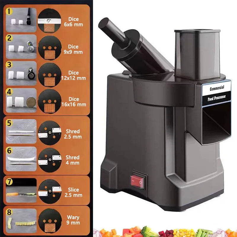 220V Vegetable Chopper Multifunctional Electric Cutting Machine Carrot Potato Cutter Slice Shred Diced Food Processor