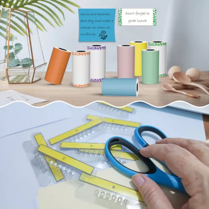 Compact Wireless Mini Thermal Printer - Perfect for On-the-Go Photo Printing with 6 Rolls Included