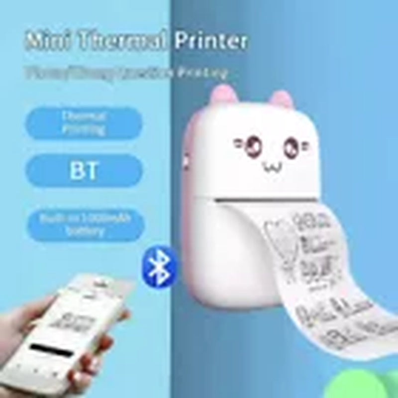 Compact Wireless Mini Thermal Printer - Perfect for On-the-Go Photo Printing with 6 Rolls Included