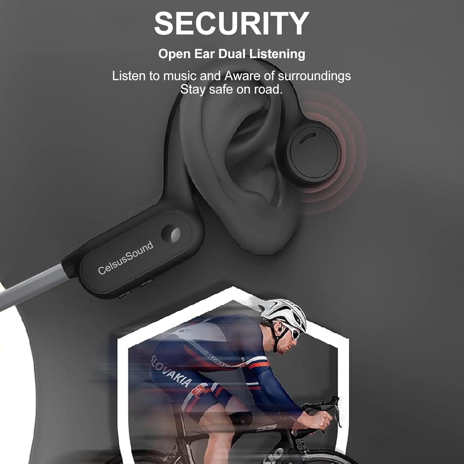 Pine Tree Tools AS1-G Bluetooth 5.0 Wireless Bone Conduction Headphones - Open Ear Design, Gray