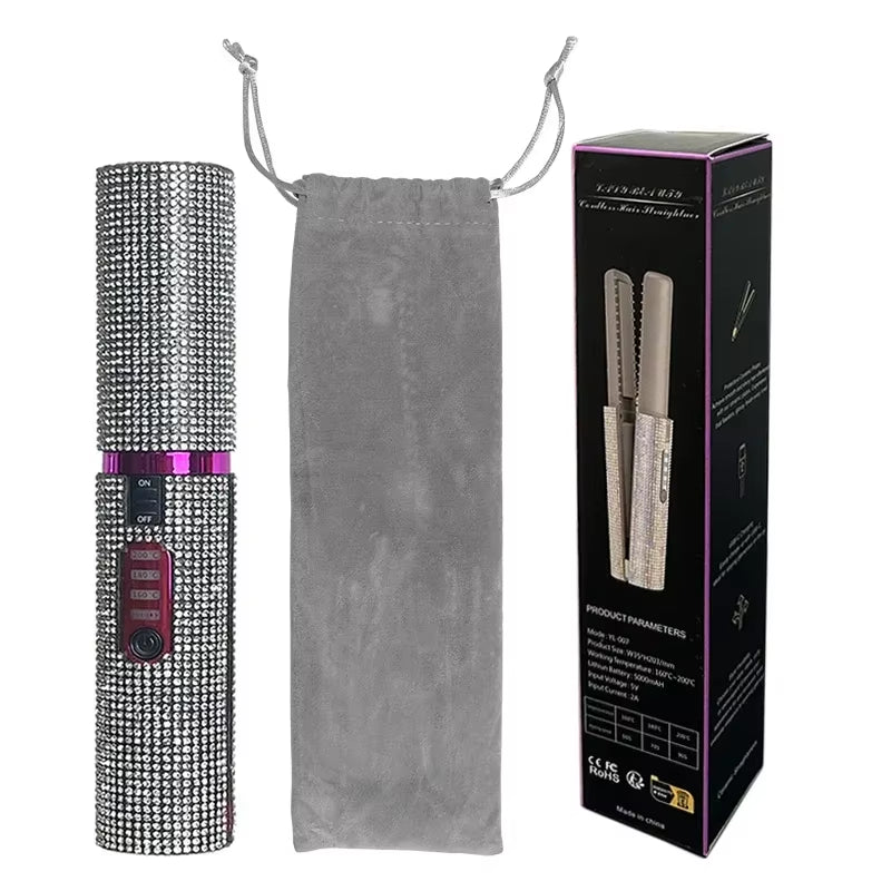 Transform Your Hair with the 2-in-1 Electric USB Hair Straightener and Curler – Fashionable Diamond Design for Effortless Styling on the Go!