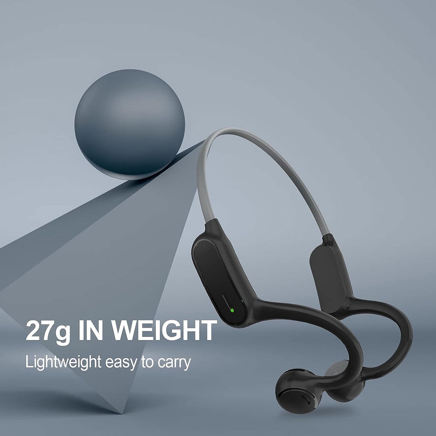 Pine Tree Tools AS1-G Bluetooth 5.0 Wireless Bone Conduction Headphones - Open Ear Design, Gray