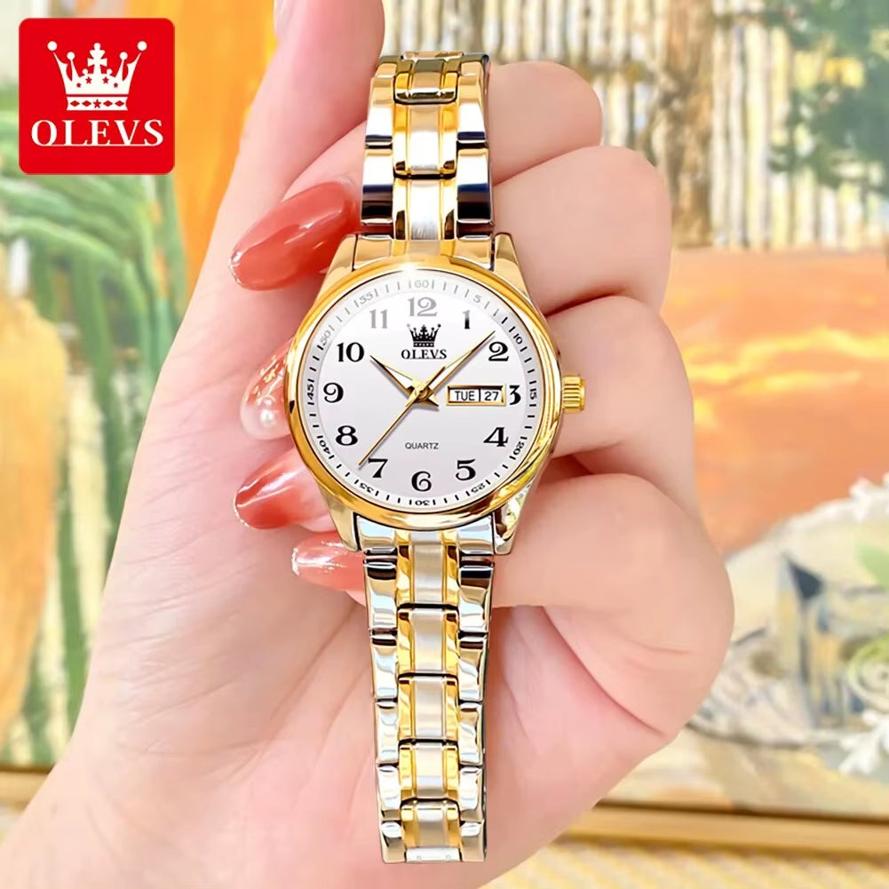 5567 Luxury Quartz Watch for Women Elegant Stainless Steel Waterproof Watches Luminous Week Date Ladies Dress Wristwatches