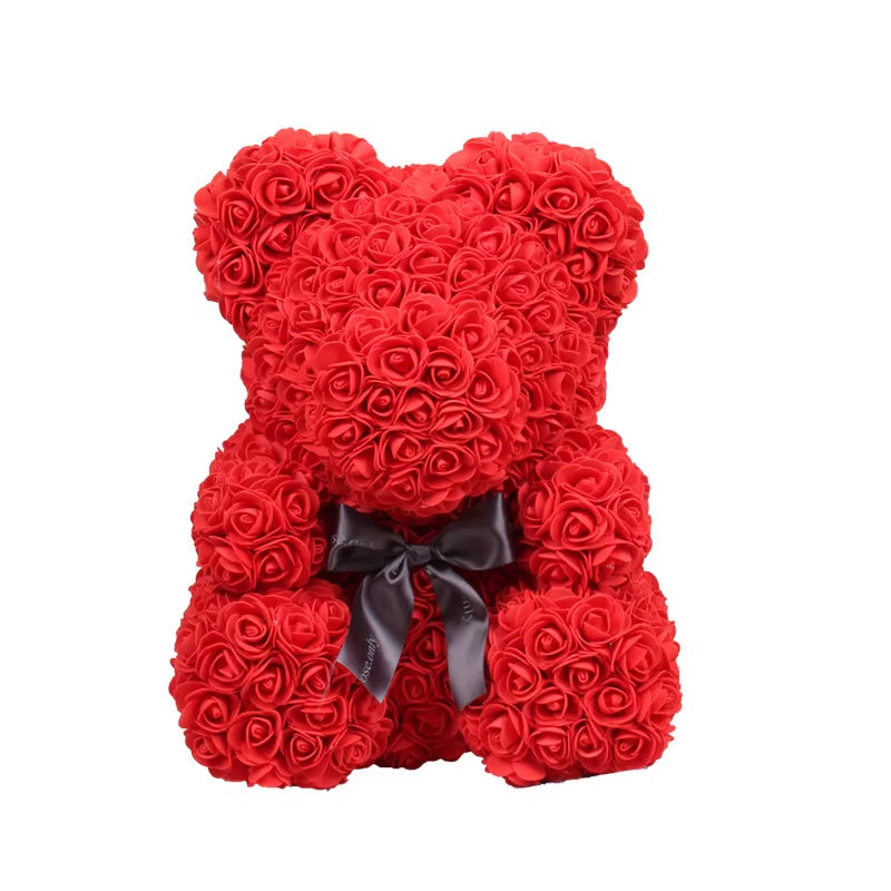 Artificial Rose Bear, PE Bubble Rose, Romantic Valentine'S Day Gift, Christmas Gift, Birthday Party Decoration, 25Cm