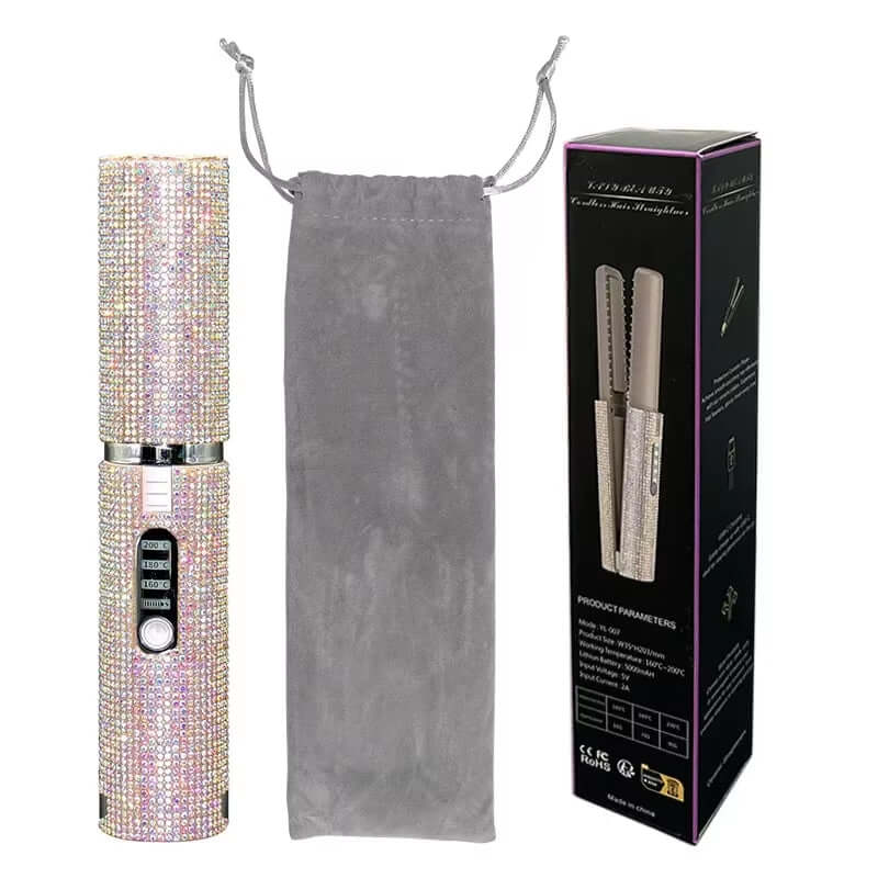Transform Your Hair with the 2-in-1 Electric USB Hair Straightener and Curler – Fashionable Diamond Design for Effortless Styling on the Go!