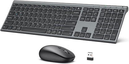 DK03 Rechargeable Dual-Mode Bluetooth Keyboard and Mouse Combo - Ultra-Slim Multi-Device Wireless Solution for Mac, iPad, Apple, Android, and Windows (Bluetooth 4.2 + 2.4G)