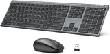 DK03 Rechargeable Dual-Mode Bluetooth Keyboard and Mouse Combo - Ultra-Slim Multi-Device Wireless Solution for Mac, iPad, Apple, Android, and Windows (Bluetooth 4.2 + 2.4G)