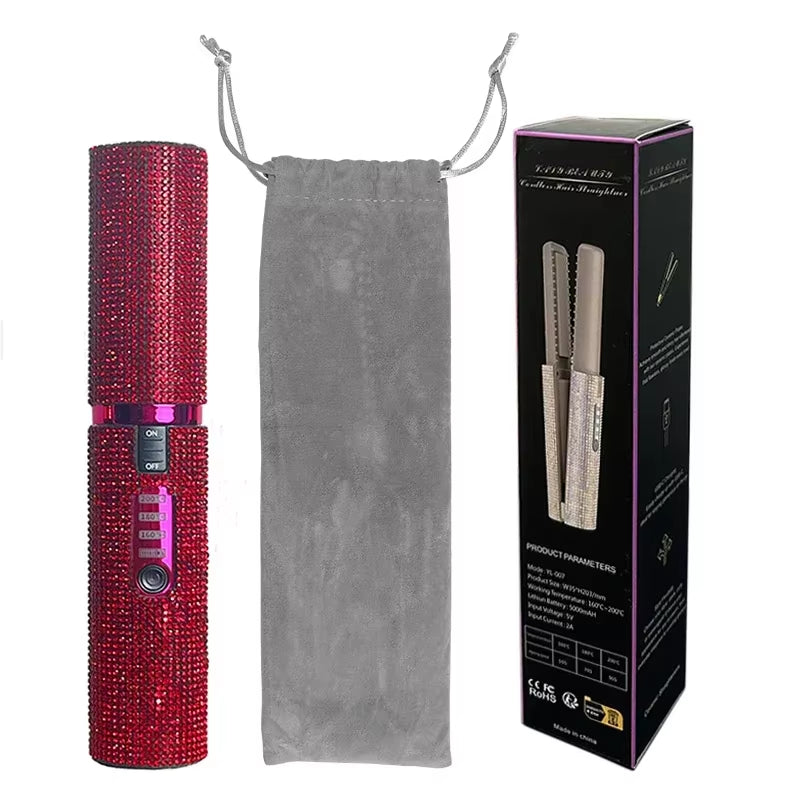 Transform Your Hair with the 2-in-1 Electric USB Hair Straightener and Curler – Fashionable Diamond Design for Effortless Styling on the Go!