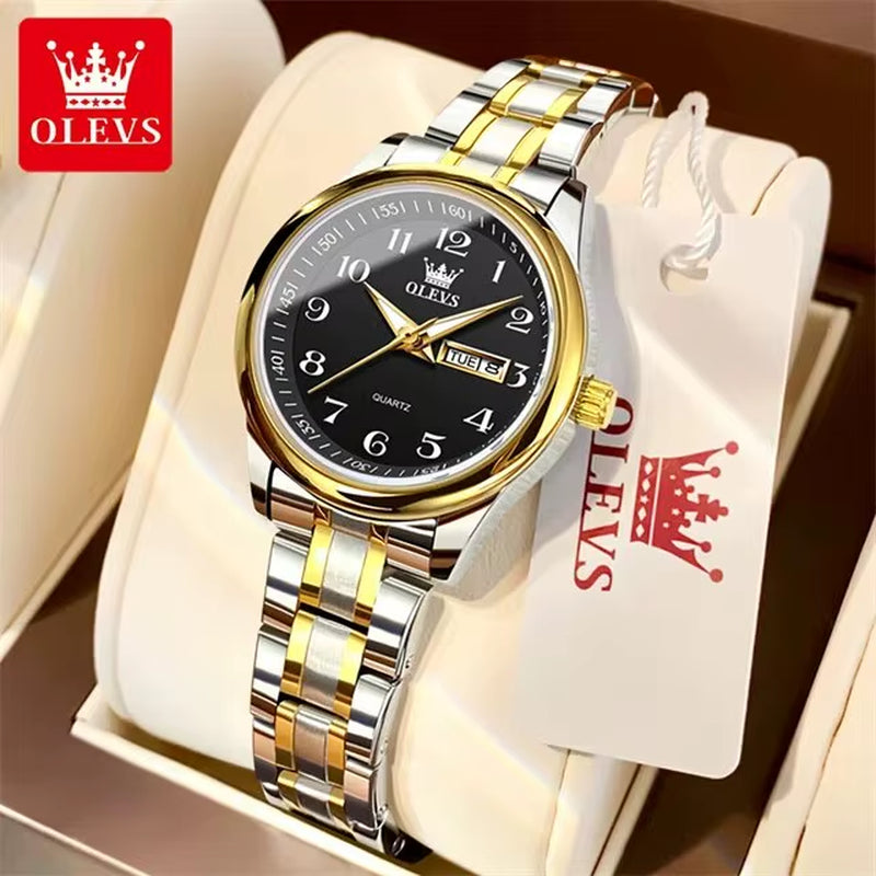 5567 Luxury Quartz Watch for Women Elegant Stainless Steel Waterproof Watches Luminous Week Date Ladies Dress Wristwatches