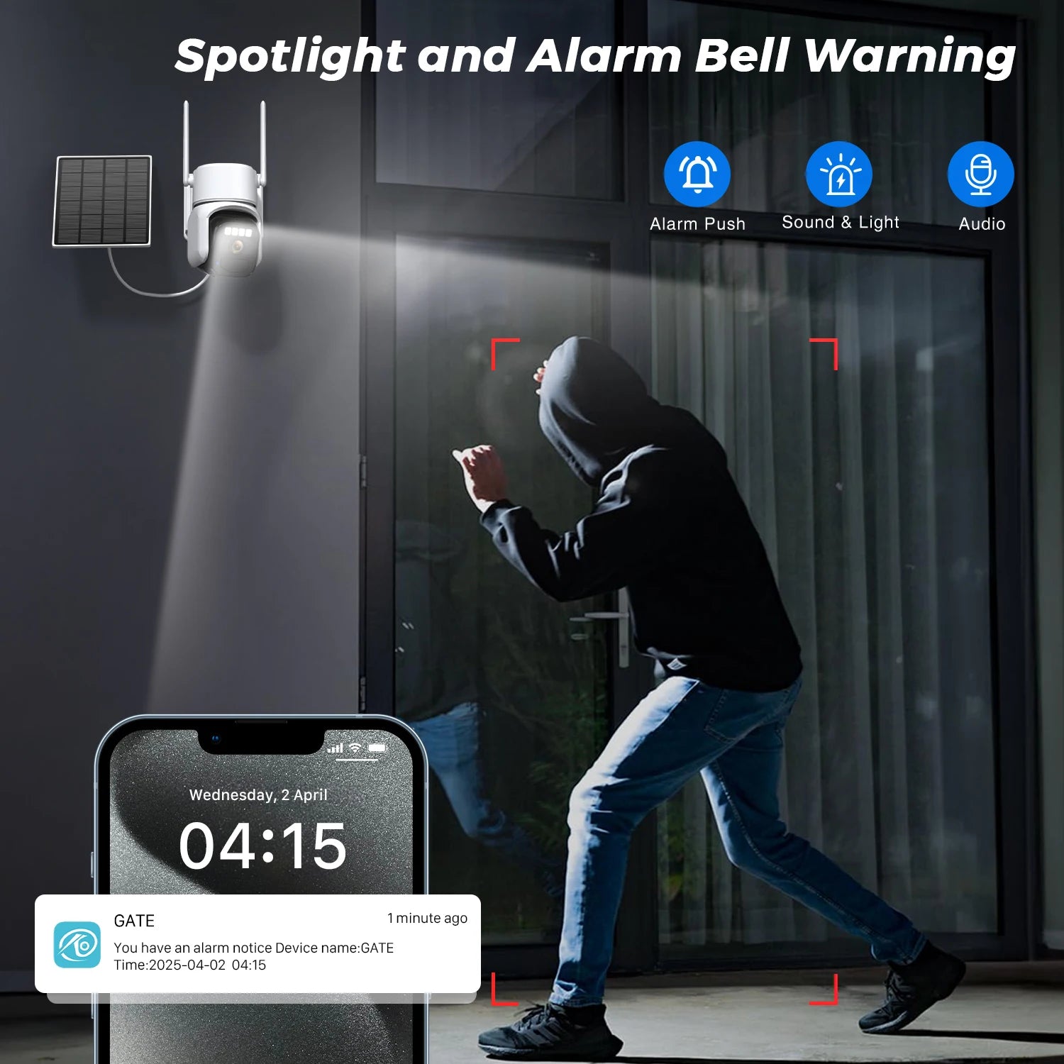 4G Solar-Powered Outdoor Security Camera with PIR Human Detection, 8MP/5MP/2MP Resolution, Cloud P2P, O-KAM App Control, Two-Way Audio, Battery Operated