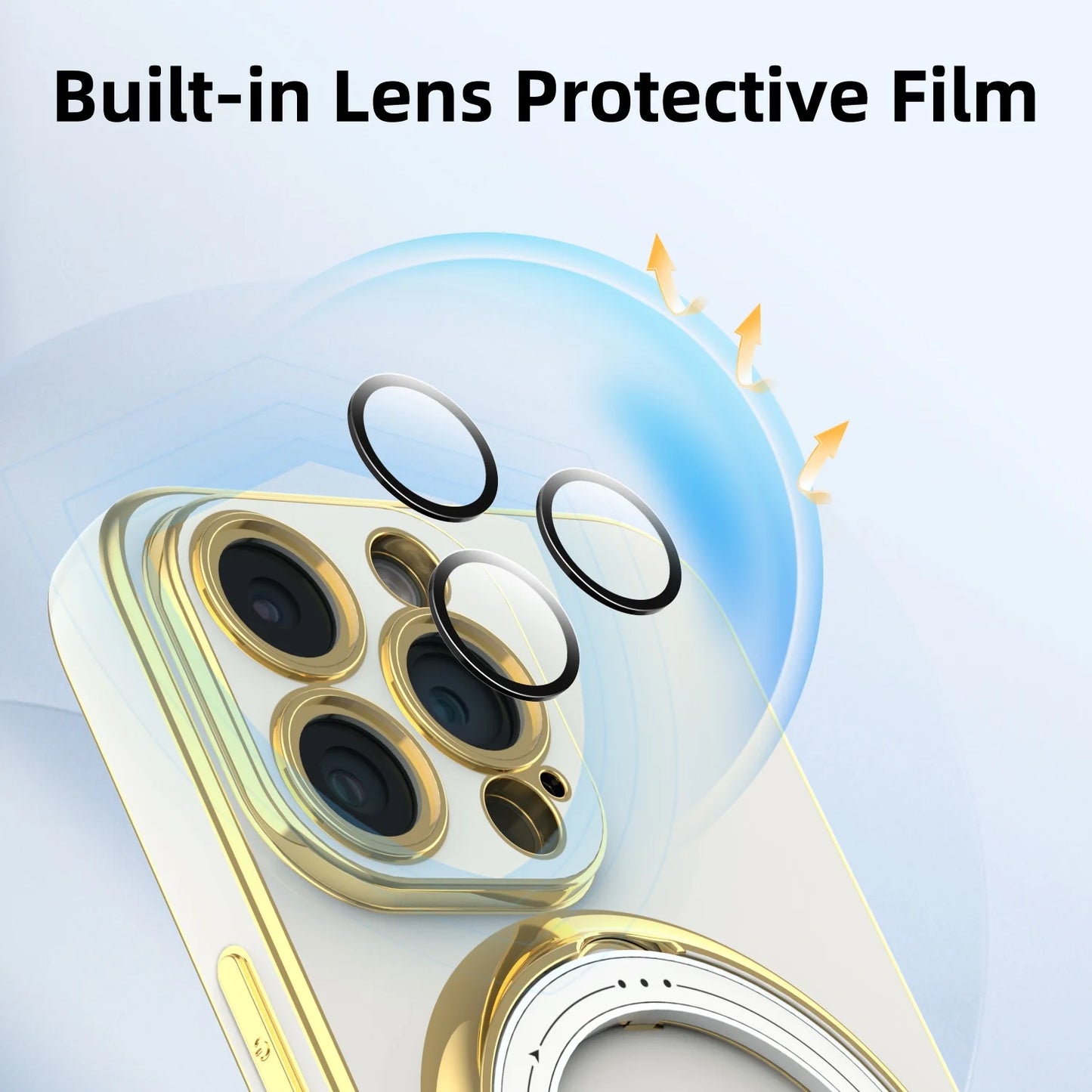 Case with Built-In Lens Protector for Iphone 15 Pro Max/15 Pro/15 Plus/15 Magnetic Plating Cover, White