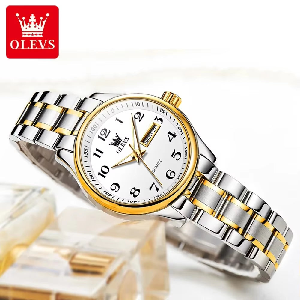 5567 Luxury Quartz Watch for Women Elegant Stainless Steel Waterproof Watches Luminous Week Date Ladies Dress Wristwatches