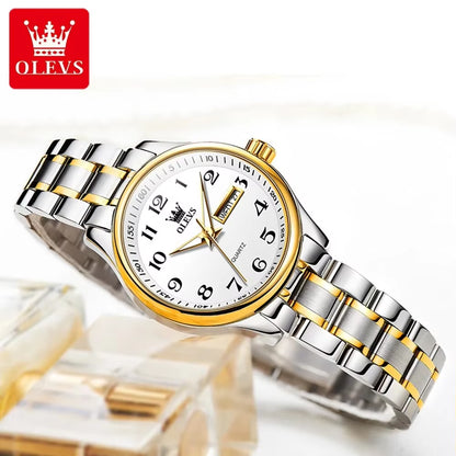 5567 Luxury Quartz Watch for Women Elegant Stainless Steel Waterproof Watches Luminous Week Date Ladies Dress Wristwatches