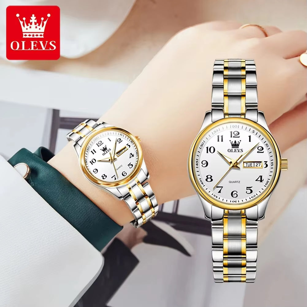 5567 Luxury Quartz Watch for Women Elegant Stainless Steel Waterproof Watches Luminous Week Date Ladies Dress Wristwatches