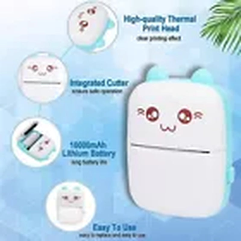 Compact Wireless Mini Thermal Printer - Perfect for On-the-Go Photo Printing with 6 Rolls Included