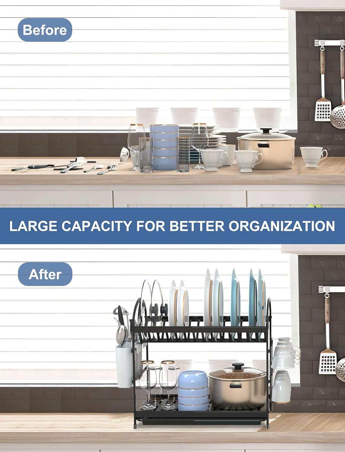 3-Tier Spice Rack Organizer for Cabinet, Step Cabinet Organizer and Storage, with Protective Railing, for Pantry, Kitchen Countertop Storage (1-Tier Spice Rack)