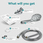 Professional High Pressure Handheld Shower Head with 6 Spray Settings, 4.3" High Flow Rain Showerhead Set, Includes 59" Stainless Steel Hose and Adjustable Bracket for Bathroom, Gym, and Hotel Use