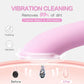 Rechargeable Silicone Facial Cleansing Brush with Heat Massage - Waterproof Face Scrubber for Men and Women in Pink