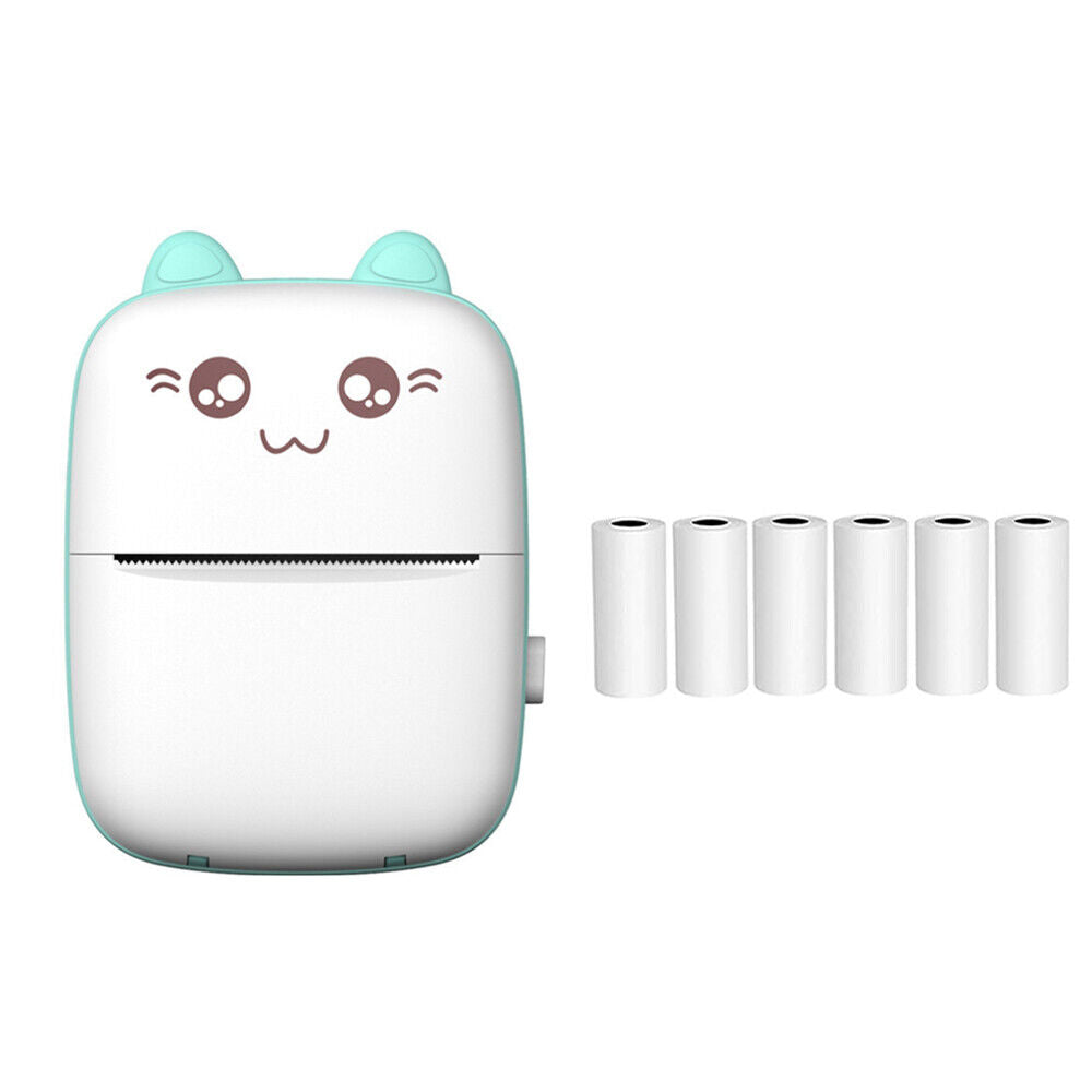 Compact Wireless Mini Thermal Printer - Perfect for On-the-Go Photo Printing with 6 Rolls Included
