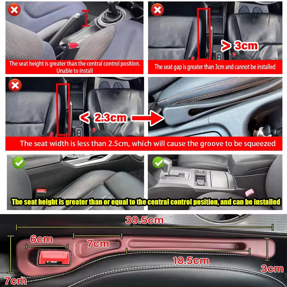 2Pcs Car Seat Gap Filler, Dual Slot Design, Car Interior Accessories, Phone & Key Storage Box, Car Slot Pad, Seat Gap Fillers