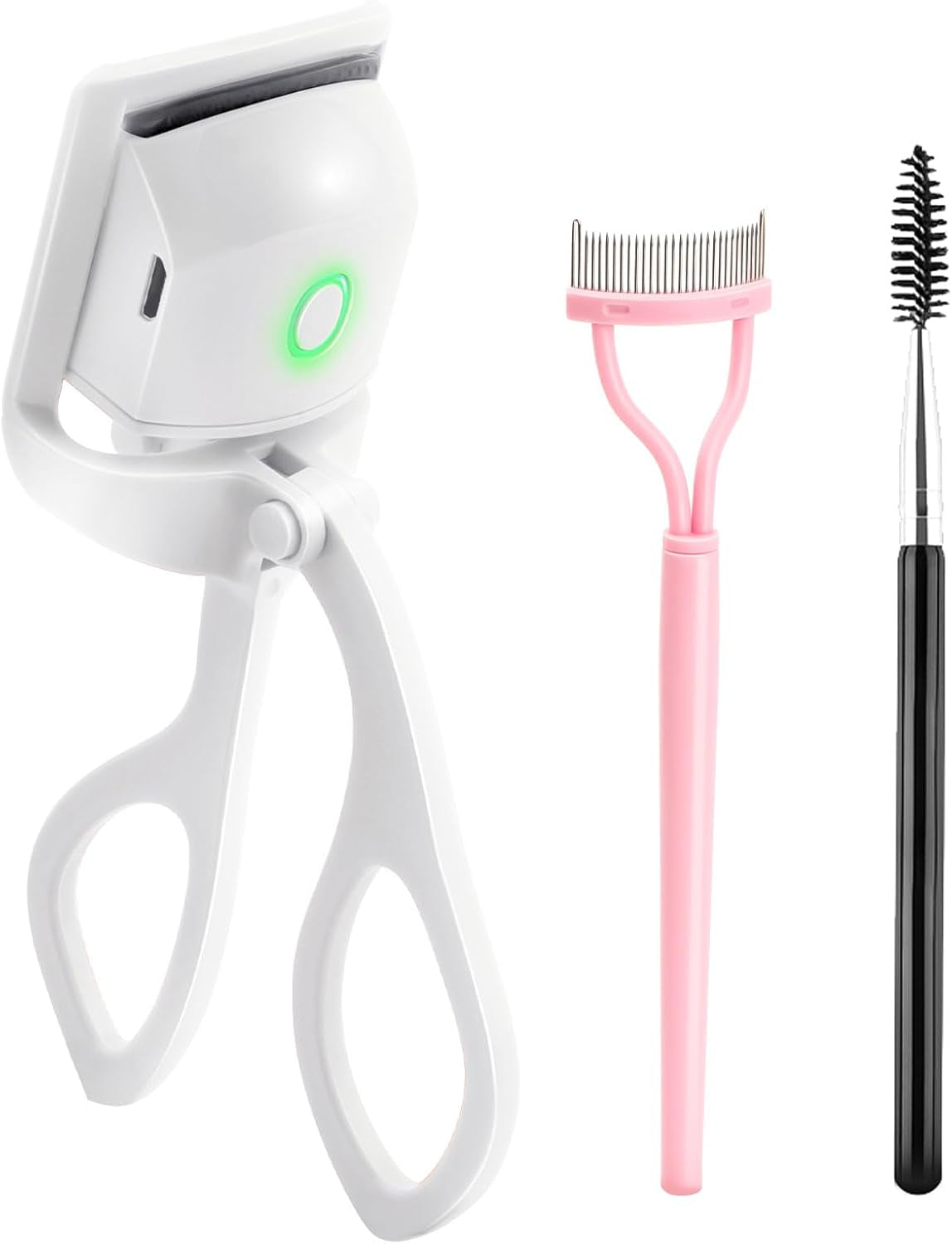 Heated Eyelash Curlers with Separator Tool and Brush - Dual Mode Quick Heating for Beautiful, Long-Lasting Lashes (White)