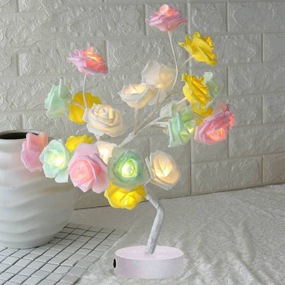 Rose Flower Lamp USB Battery Operated LED Table Lamp Bonsai Tree Night Lights Garland Bedroom Decoration Lights Home Decor