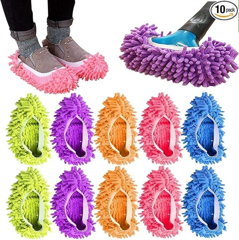10Pcs Mop Slippers for Floor Cleaning Washable Shoes Cover Soft Microfiber Dust