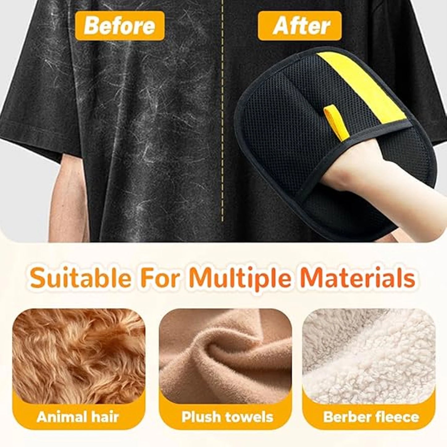 Transform Your Home with 2Pcs Electrostatic Pet Hair Removal Gloves - Reusable and Washable Grooming Solution for Dogs and Cats!