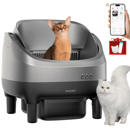 OMCPET Smart Self-Cleaning Cat Litter Box - Automatic, App-Controlled, and Odor-Neutralizing Solution for All Cat Sizes with 10 Safety Sensors