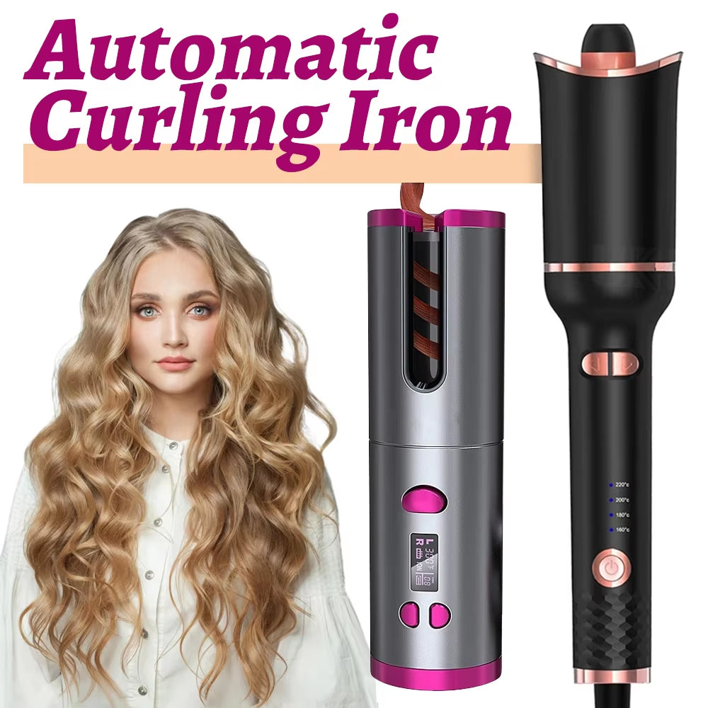 Automatic Hair Curler Auto Ceramic Wireless Curling Iron Hair Waver Tongs Beach Waves Iron Curling Wand Air Curler USB Cordless