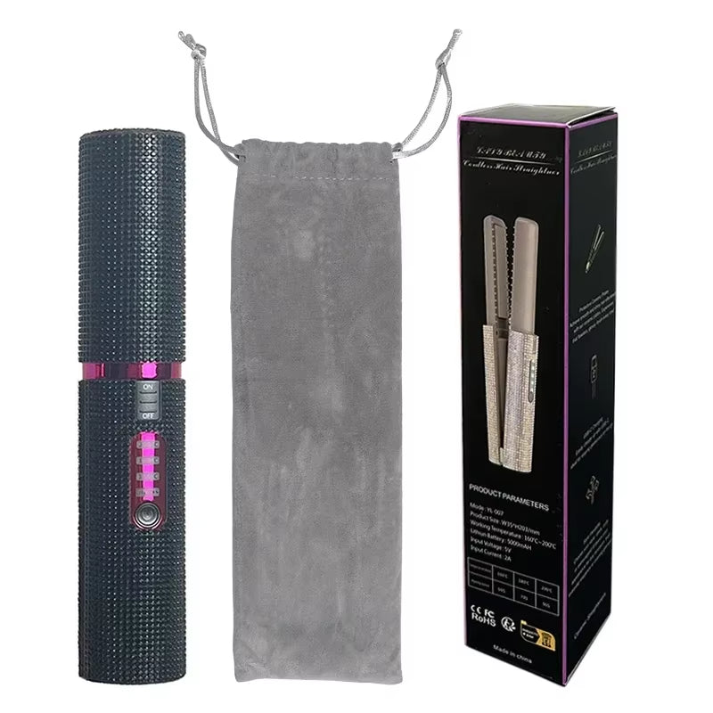 Transform Your Hair with the 2-in-1 Electric USB Hair Straightener and Curler – Fashionable Diamond Design for Effortless Styling on the Go!