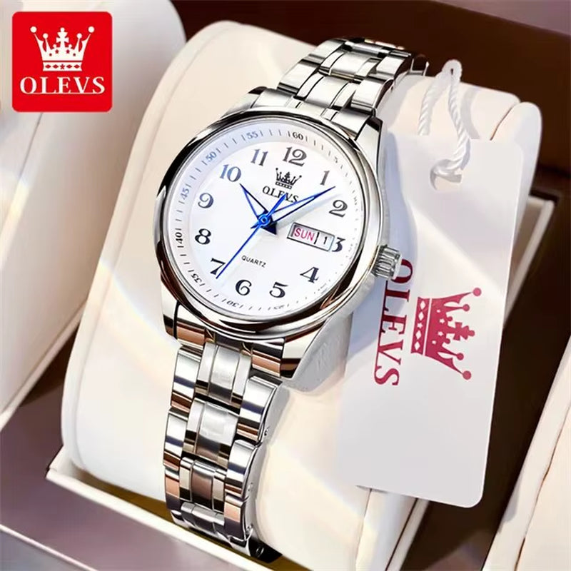 5567 Luxury Quartz Watch for Women Elegant Stainless Steel Waterproof Watches Luminous Week Date Ladies Dress Wristwatches