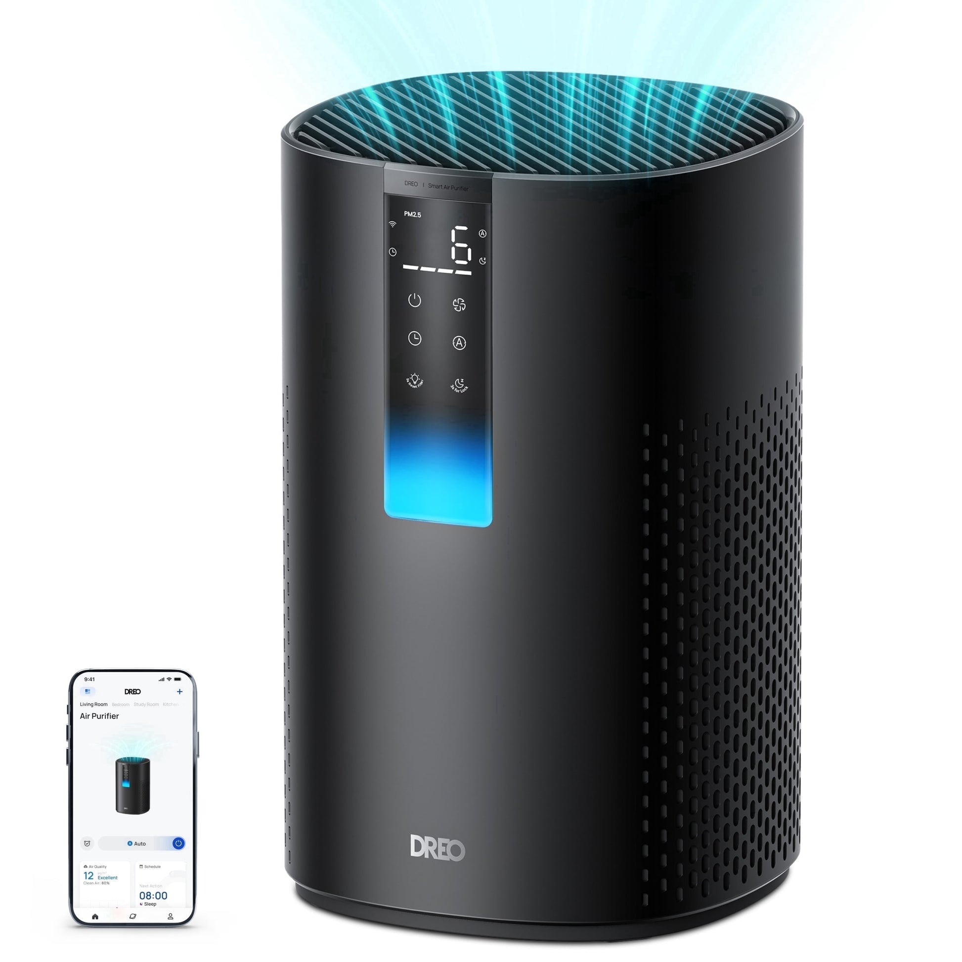 HEPA Air Purifier for Large Spaces up to 1600 Sq.Ft, Smart Device for Allergy and Asthma Relief, 99.97% Pet Hair Removal, 5-Stage Filtration System with PM2.5 Air Quality Indicator, Energy-Efficient 18W DC Motor