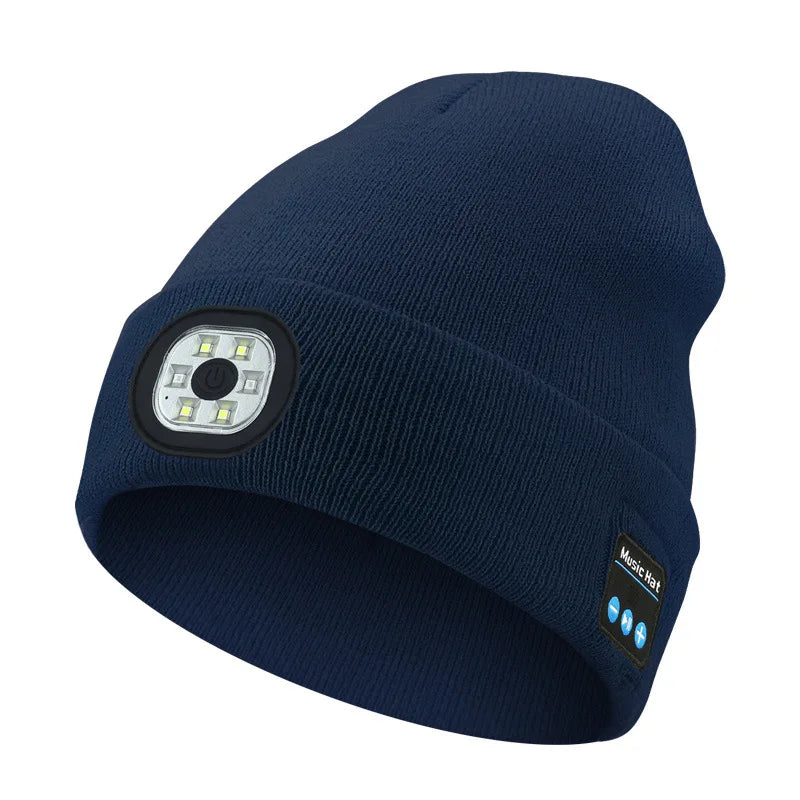 3-in-1 Function Bluetooth Beanie, Bluetooth Beanie with Light, Unisex 6 LED USB Rechargeable with Cordless Headphones  beanie