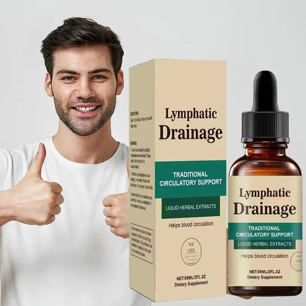 Lymphatic Drainage Drops 59ml, Natural Herbal Liquid Supplement for Circulatory Support, Easy-to-Use for Men & Women