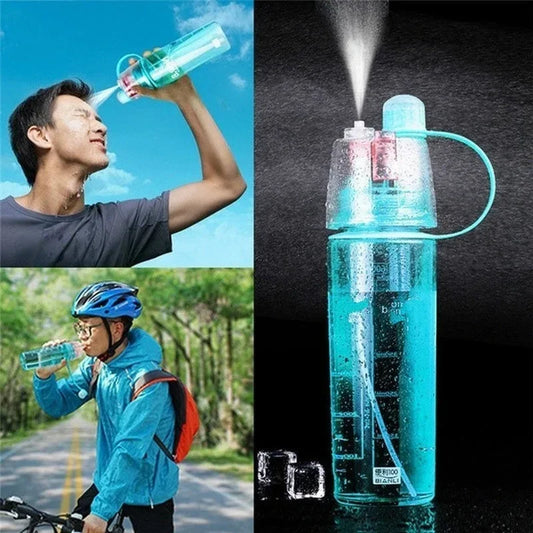 Creative Spray Water Bottle – Portable atomizing sports drinkware in use by active individuals outdoors.