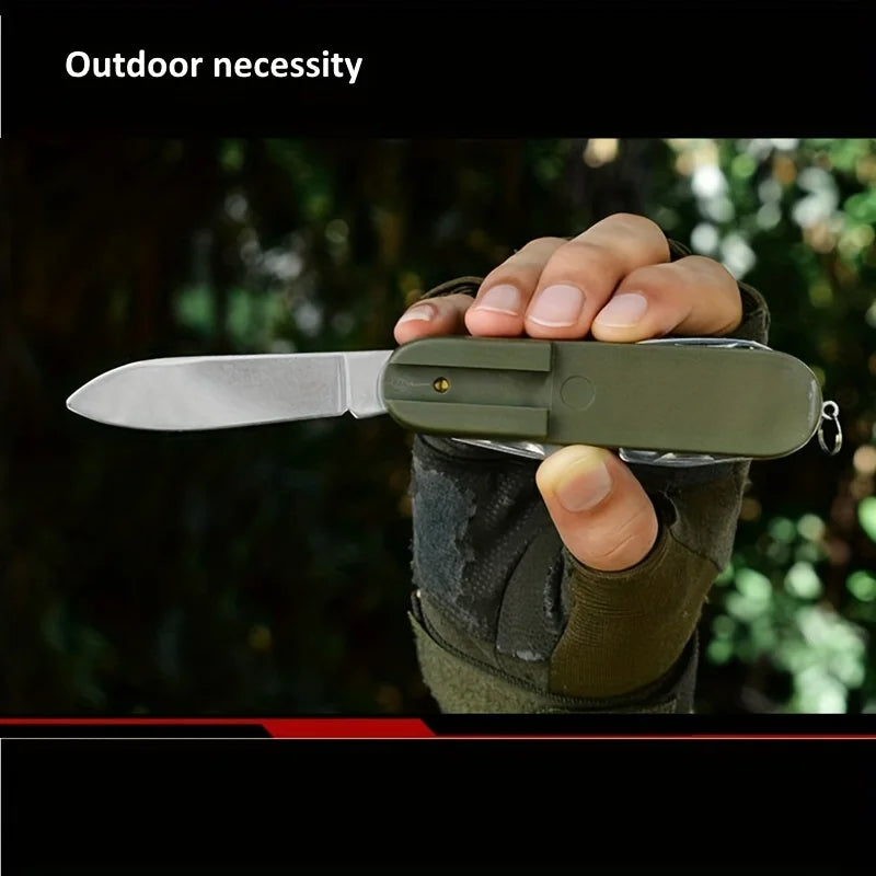 Stainless Steel 7-in-1 Multifunctional Tableware Set for Outdoor Activities - Perfect for Picnics, Camping, Hiking, and Travel