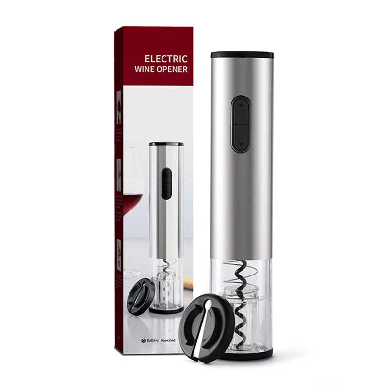 Electric Wine Opener Stainless Steel Wine Bottle Opener Wine Corkscrew with LED Light and Tin Cutter Bar Wine Tool