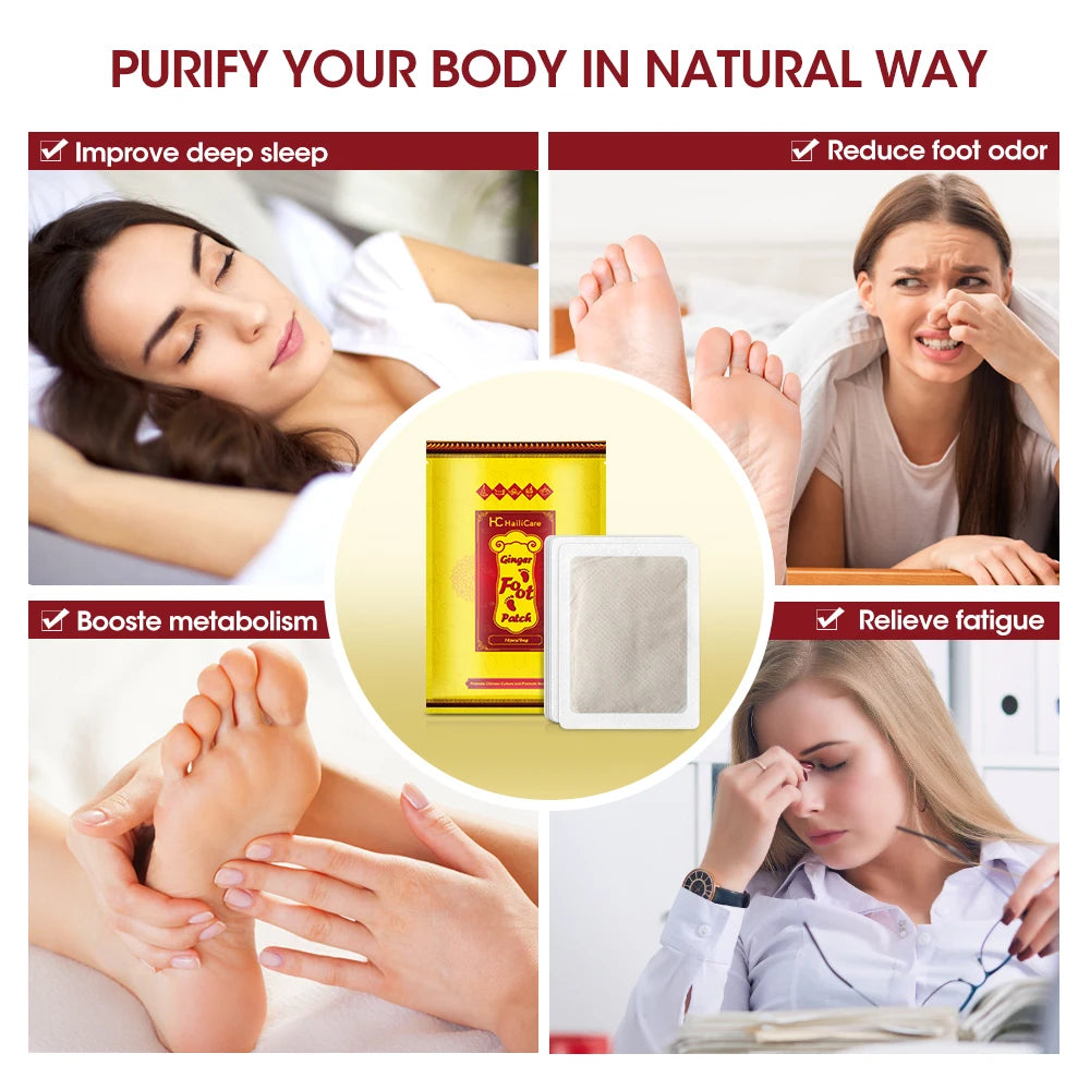 10/50/100Pcs Natural Ginger Foot Patch Herbal Detox Foot Sticker Weight Loss Relieve Stress Relaxation Deep Cleansing Help Sleep