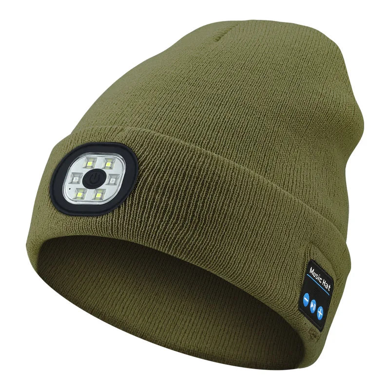 3-in-1 Function Bluetooth Beanie, Bluetooth Beanie with Light, Unisex 6 LED USB Rechargeable with Cordless Headphones  beanie
