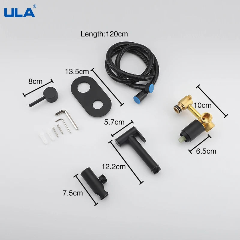 ULA Black Bidet faucet Portable Bidet Sprayer Brass Bathroom Toilet Faucet Hot Cold Water Bidet Mixer Bathroom Shower Head