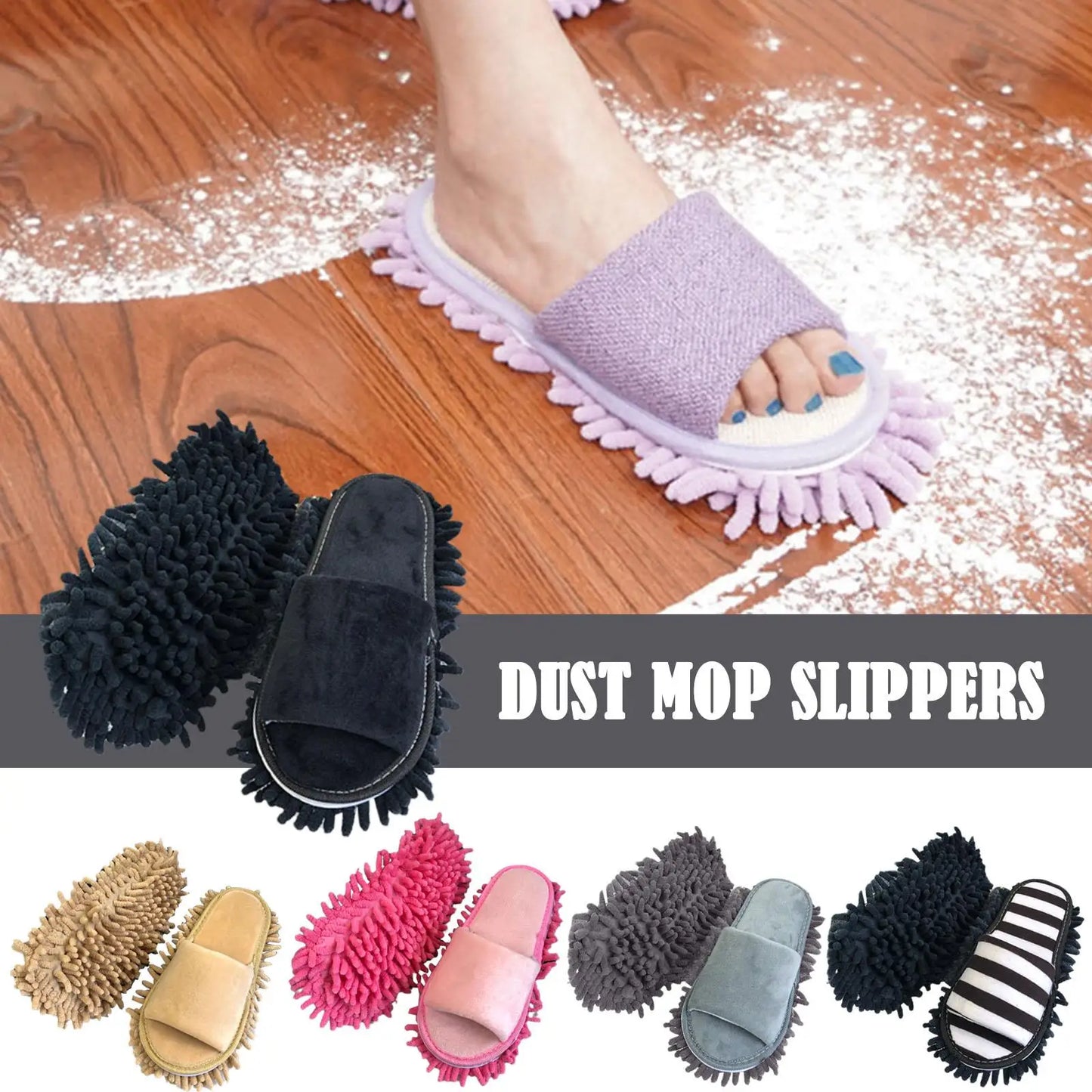 1 Pair Microfiber Dust Mop Slippers Lazy Quick Cleaning Floor Cleaning Slipper Washable Home Shoes Home Bathroom Cleanning Tools