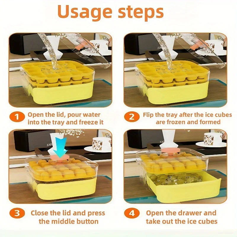 Effortless Ice Making: 50 Grid Handheld Press Type Ice Cube Mold - No Power Needed, Double-Layer Design for Easy Use in Your Kitchen