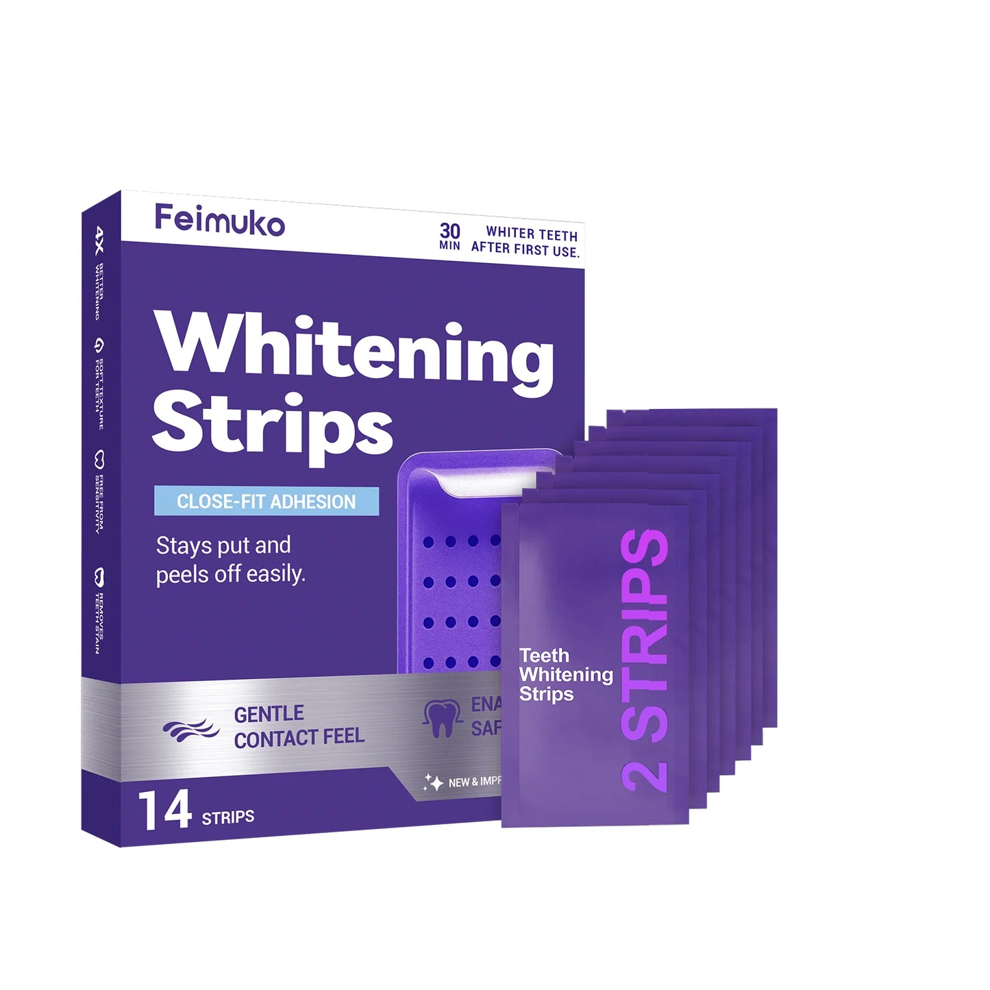 Purple Teeth Whitening Strips Oral Cleaning Removal Gel  Improve Dental Yellowing Oral Care, for Lasting Bright Smile