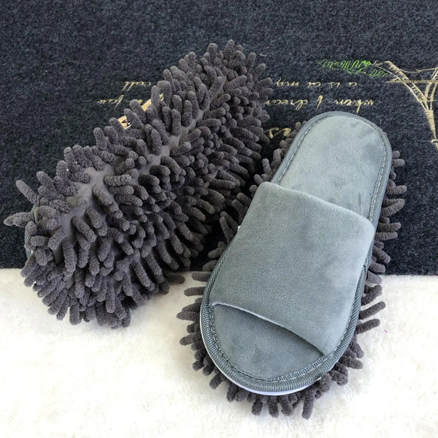 1 Pair Microfiber Dust Mop Slippers Lazy Quick Cleaning Floor Cleaning Slipper Washable Home Shoes Home Bathroom Cleanning Tools