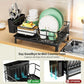 Rustproof Dish Drying Rack Kitchen Countertop Dish Rack Dish Drainer Organizer with Utensil Holder＆ Drain Board for Kitchen Sink