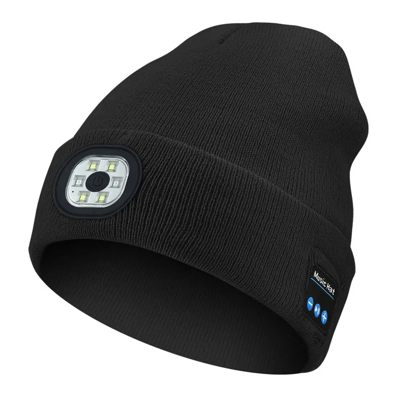 3-in-1 Function Bluetooth Beanie, Bluetooth Beanie with Light, Unisex 6 LED USB Rechargeable with Cordless Headphones  beanie