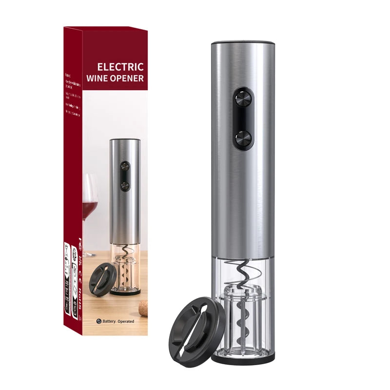 Electric Wine Opener Stainless Steel Wine Bottle Opener Wine Corkscrew with LED Light and Tin Cutter Bar Wine Tool