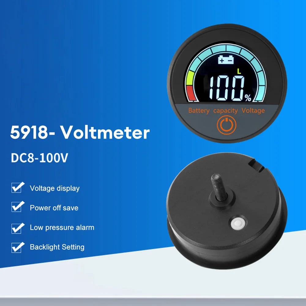 DC 8-100V Embedded Digital Voltmeter Electrical Indicator Waterproof Battery Capacity Monitor Automotive Voltmeter Tester